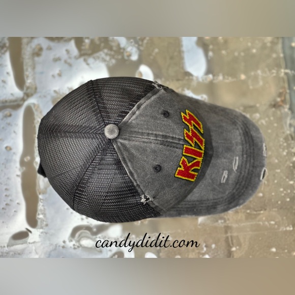 NWT Hot! KISS Rock & Roll Handmade Vintage Look Crystal Bling Ball Cap - Picture 9 of 10